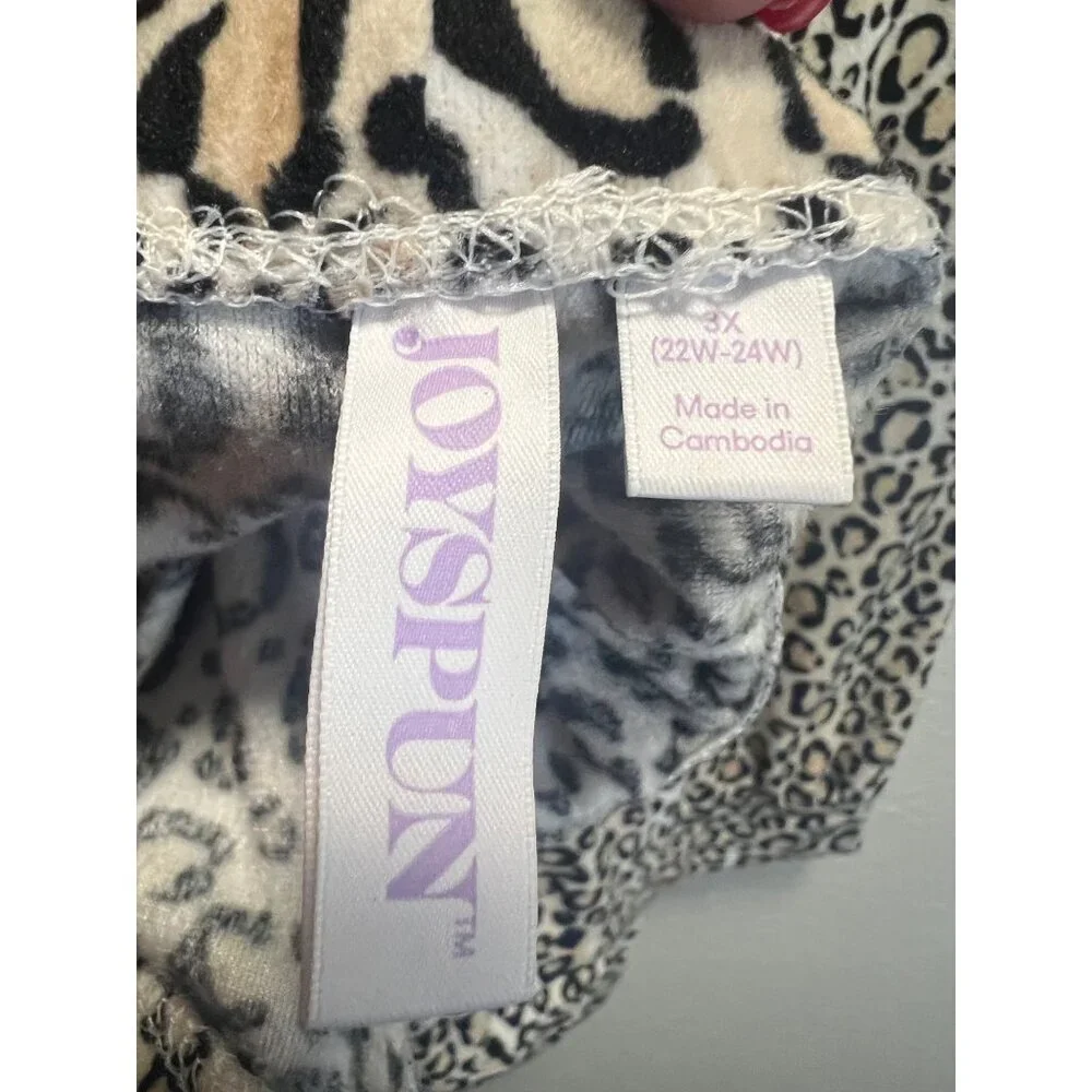 Joyspun Womens Leopard Print Long Sleeve Lounge Top 2X 18W-20W  bottoms 3X